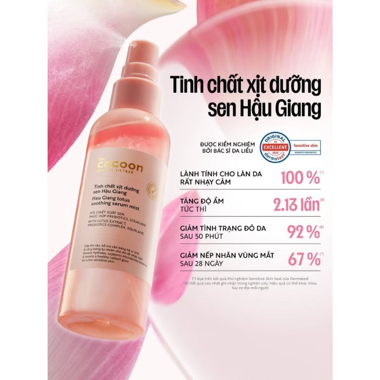 Tinh Chất Xịt Dưỡng Sen Hậu Giang Cocoon Lotus Soothing Serum Mist 100ml