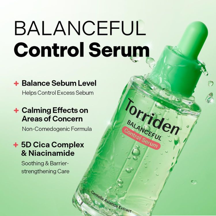 Tinh Chất Làm Dịu, Kiểm Soát Dầu Torriden Centella Asiatica Extract Balanceful Control Serum 50ml