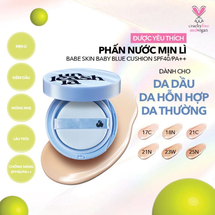 Phấn Nước Unleashia Babe Skin Baby Blue Cushion 15g