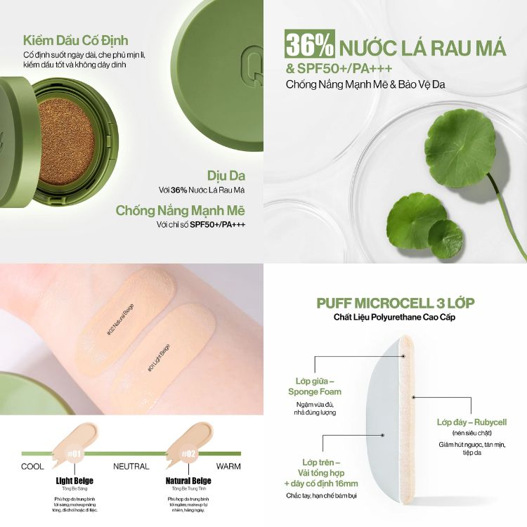 Phấn Nước Căng Bóng Glamrr Q Vegan Super Cover Cushion 15g