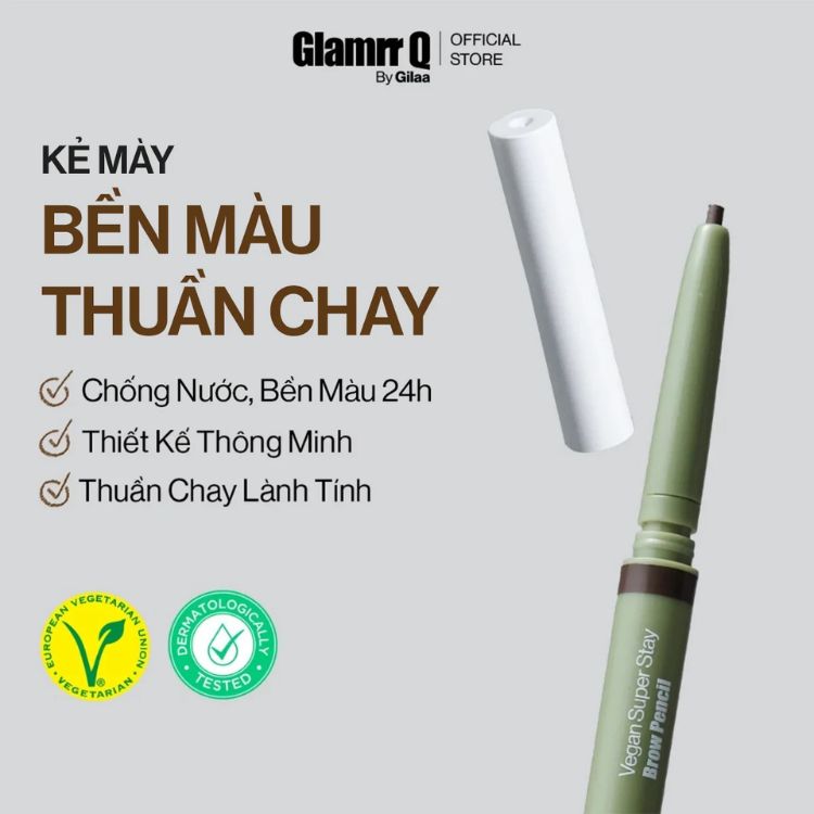 Chì Kẻ Mày Glamrr Q Vegan Super Stay Brow Pencil 0.08g