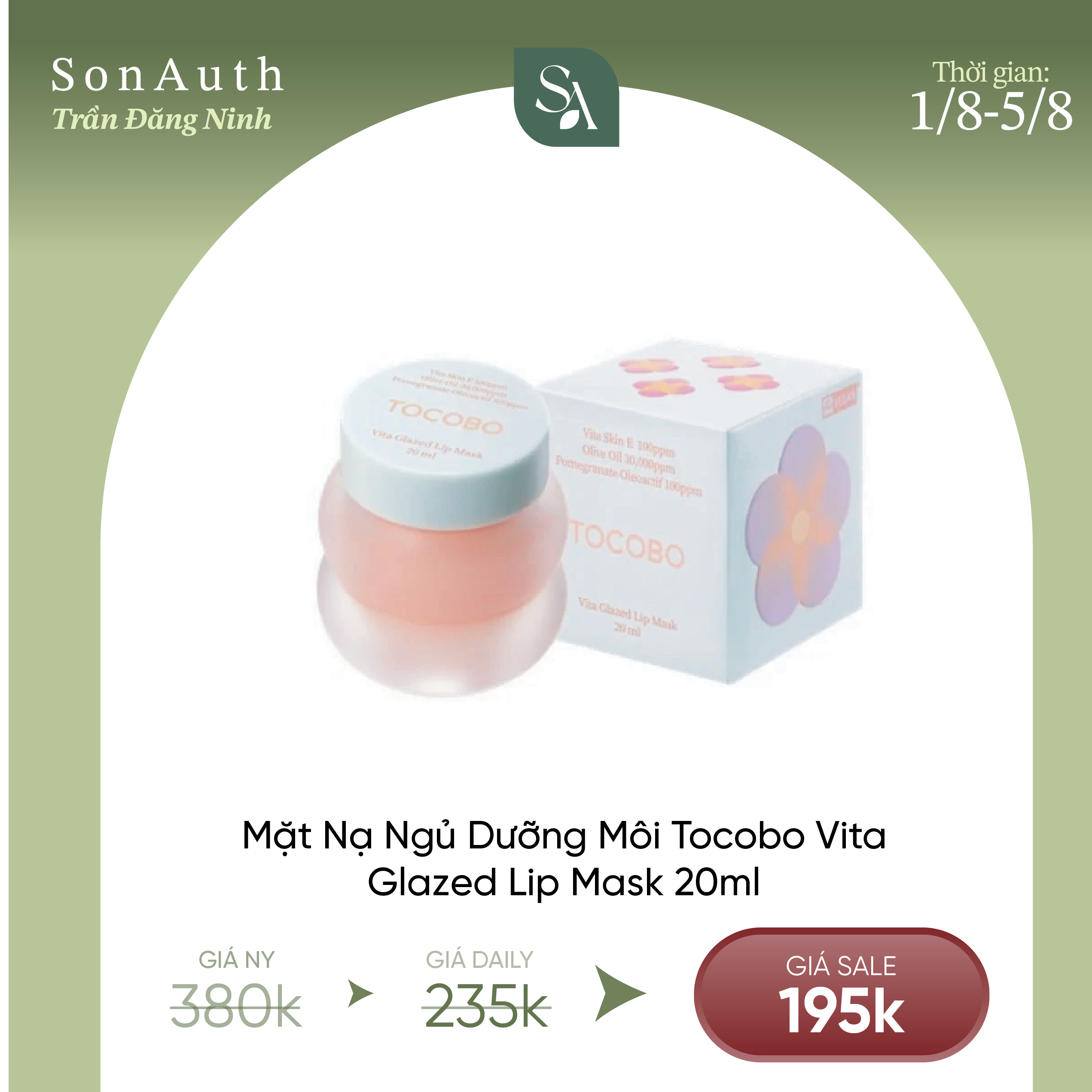 Mặt Nạ Dưỡng Môi Tocobo Vita Glazed Lip Mask 20ml
