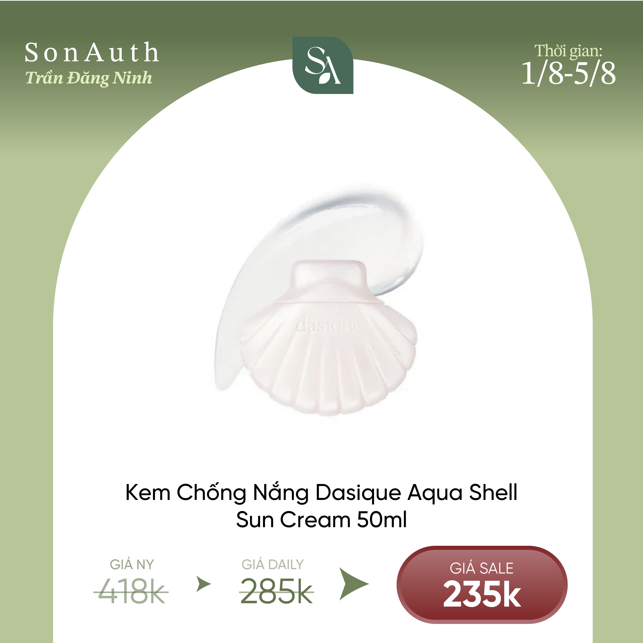 Chống Nắng Kiêm Kem Lót Dasique Aqua Shell Sun Cream 50ml