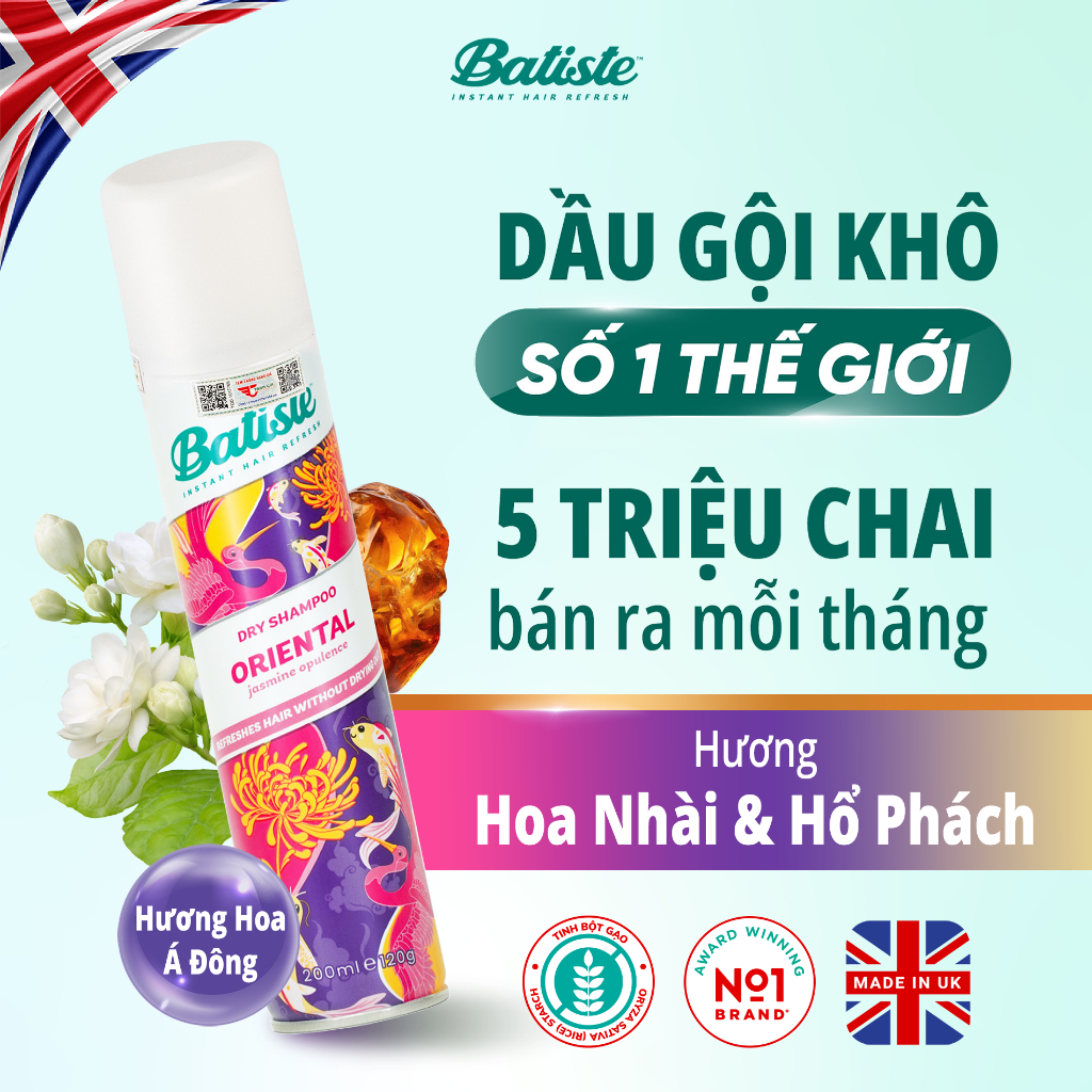 Dầu Gội Khô Batiste Dry Shampoo 200ml