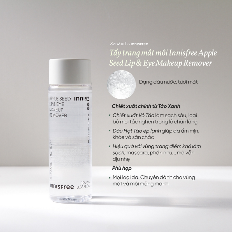 Tẩy Trang Mắt Môi Innisfree Apple Seed Lip & Eye Makeup Remover 100ml