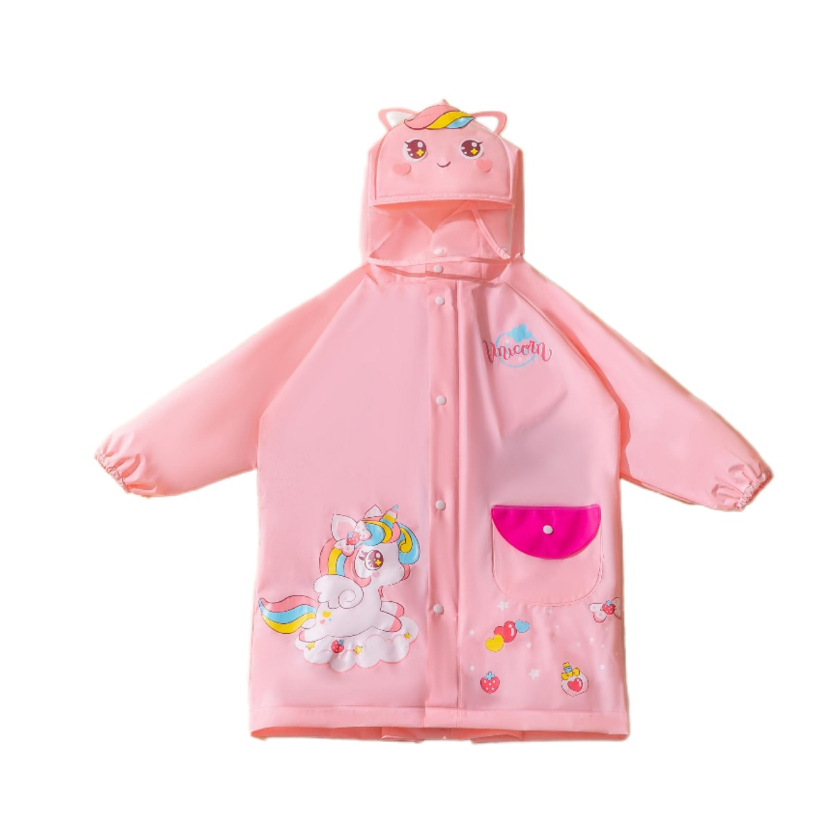 Áo mưa trẻ em chống nước cao cấp có khoá kéo, Nhà sách Tom, áo mưa cho bé thiết kế đeo balo được