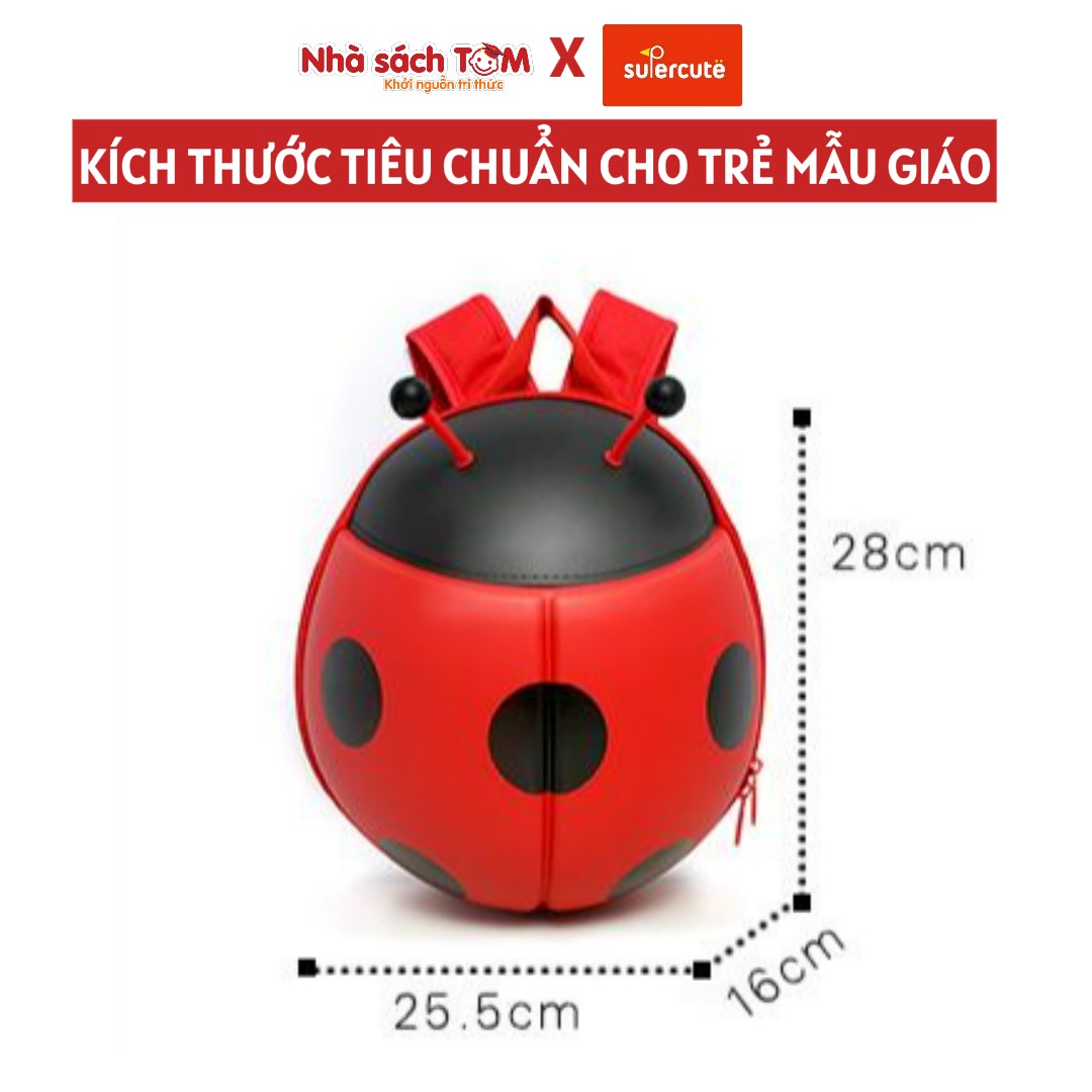 Balo mẫu giáo hình bọ Ladybug 3D, Supercute, balo mầm non thiết kế ngộ nghĩnh, chống nước, siêu nhẹ, dễ thương cho bé