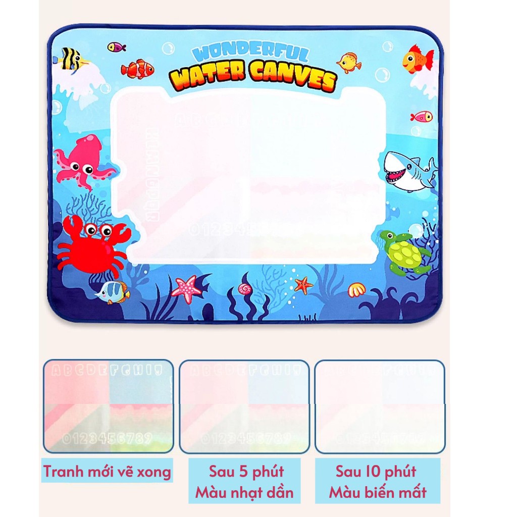Thảm vẽ nước ma thuật cho bé , tranh vẽ tự xoá, đồ chơi Montessori sáng tạo, kích thước lớn an toàn
