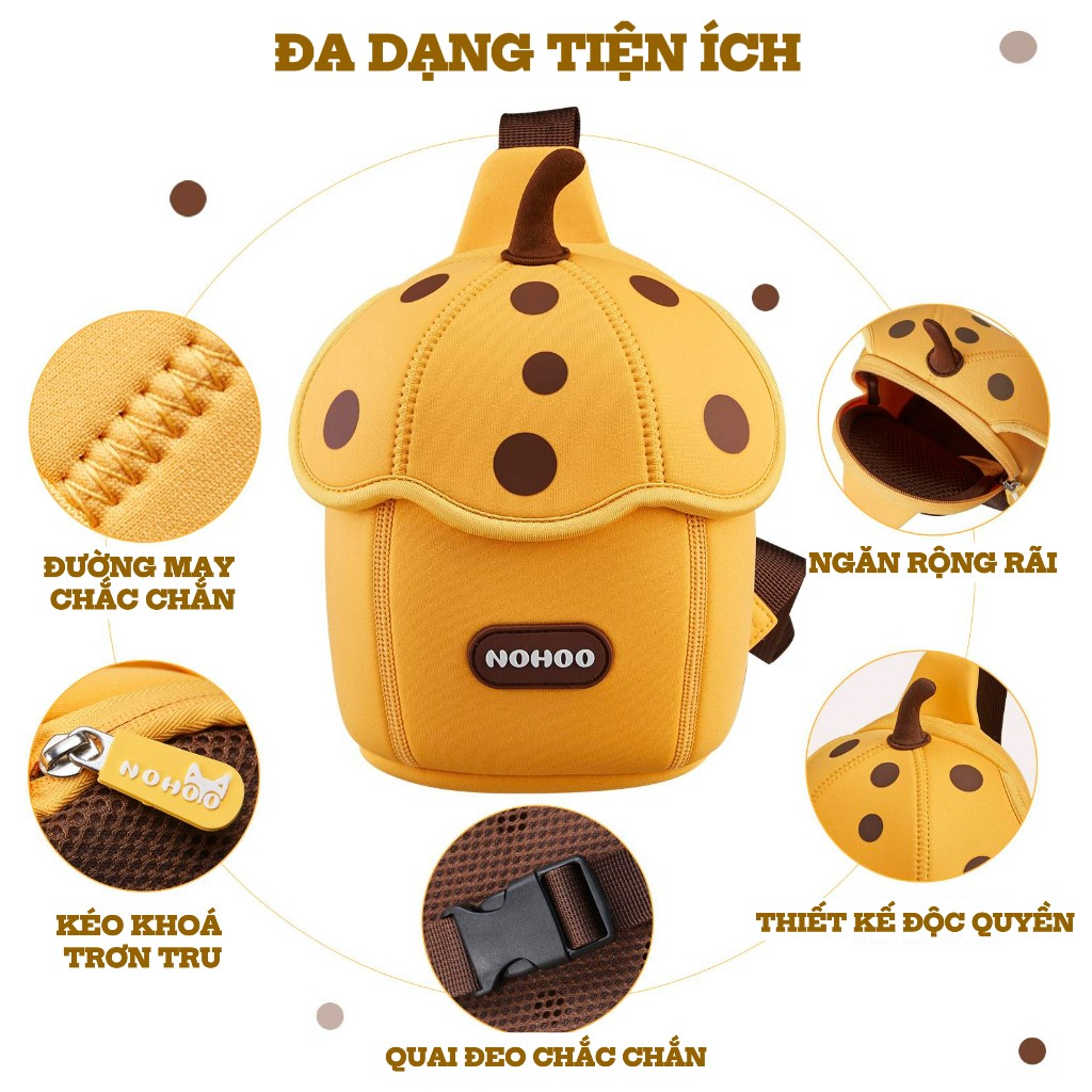 Túi đeo chéo, túi đeo vai trái dâu màu vàng Nohoo cho bé, túi mini dễ thương, nhẹ, phù hợp bé đi chơi hằng ngày