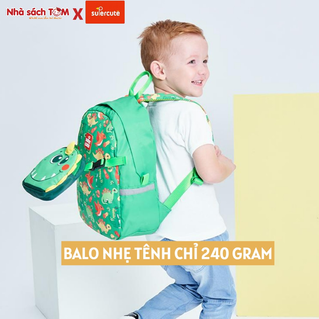 Balo mẫu giáo Supercute 2 trong 1 kết hợp túi đeo chéo ngộ nghĩnh cho bé, balo mầm non siêu nhẹ, chống nước, kiểu dáng đáng yêu  SF125