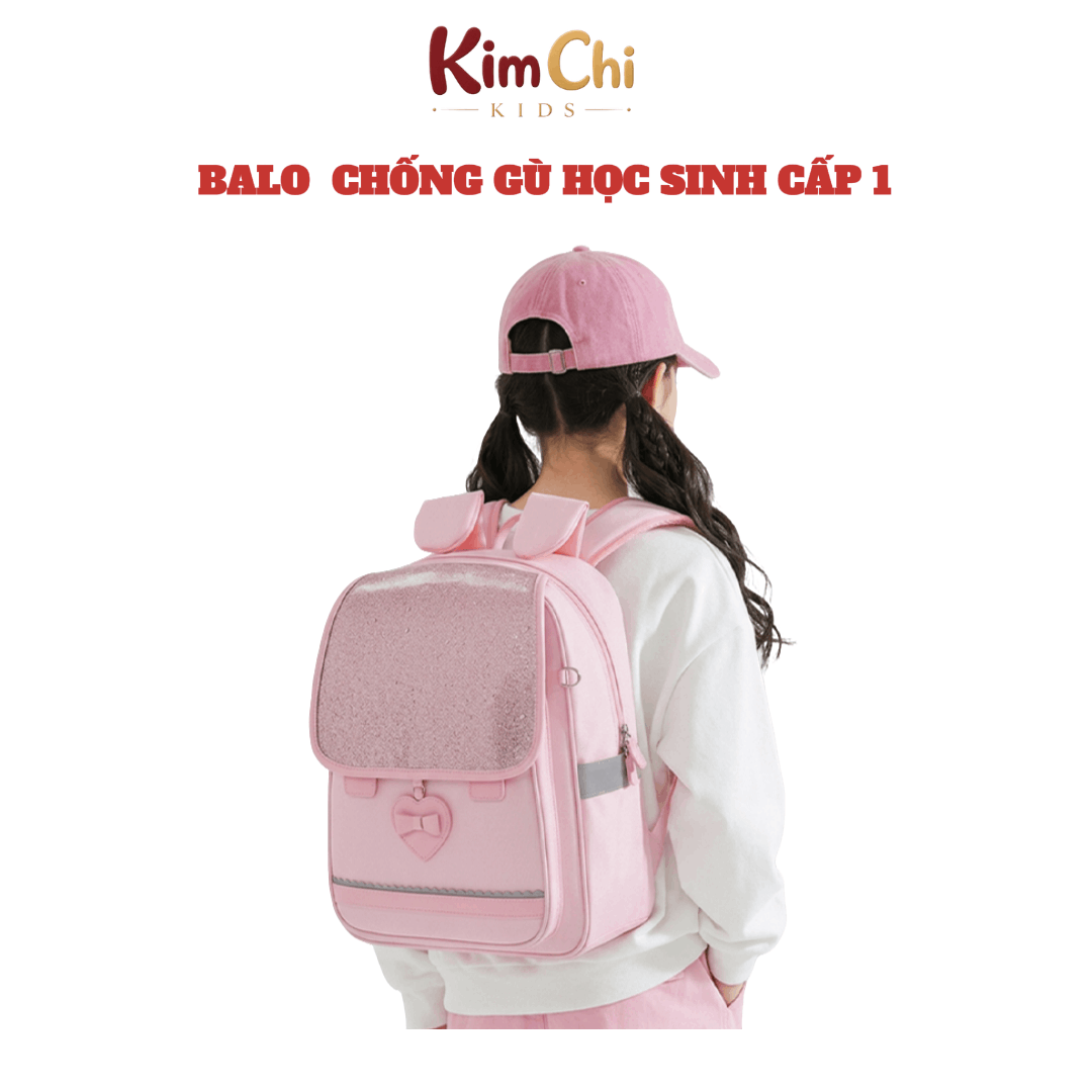 Balo học sinh tiểu học Worm's home balo cao cấp chống gù balo cho bé siêu nhẹ chống nước nhiều ngăn - KimChi Kids - S3421