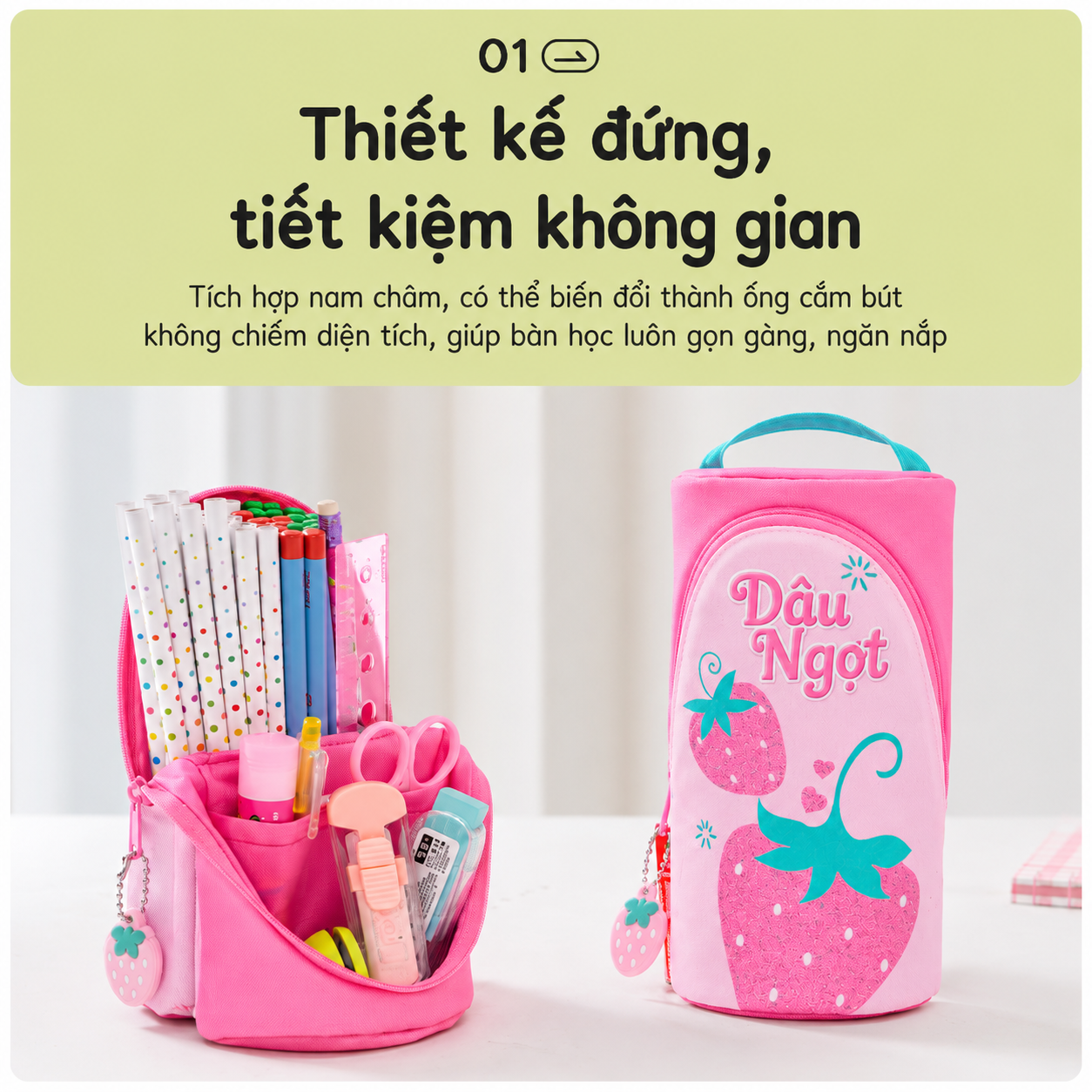 Hộp bút học sinh Worm's home hộp đựng bút nhiều ngăn tiện lợi có thể đứng được U13- KimChi Kids