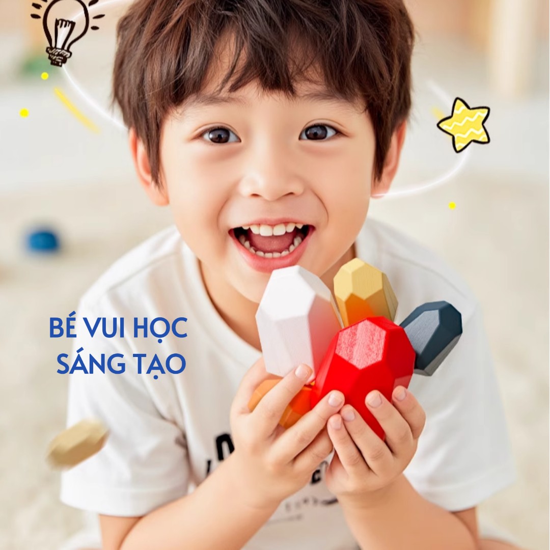 Đồ chơi Tumi-ishi đá xếp chồng cân bằng Montessori – Đồ chơi gỗ thông minh rèn luyện kỹ năng cho bé từ 3 tuổi