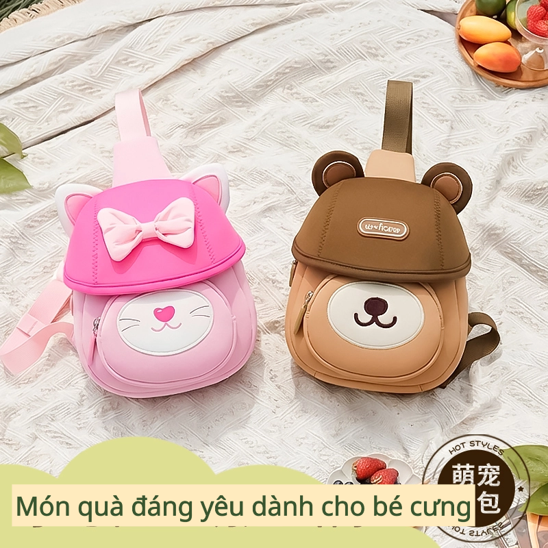 Túi đeo vai hình gấu cho bé Worm's home túi đeo chéo mini dễ thương, gọn nhẹ, tiện mang đi chơi R137
