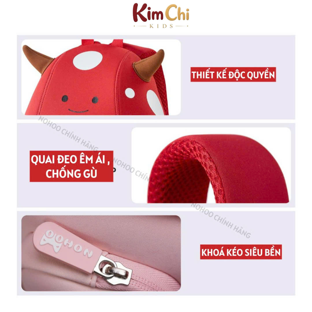 Balo mẫu giáo Nohoo chính hãng siêu nhẹ hình thú dễ thương cho bé từ 2-6 tuổi NB021