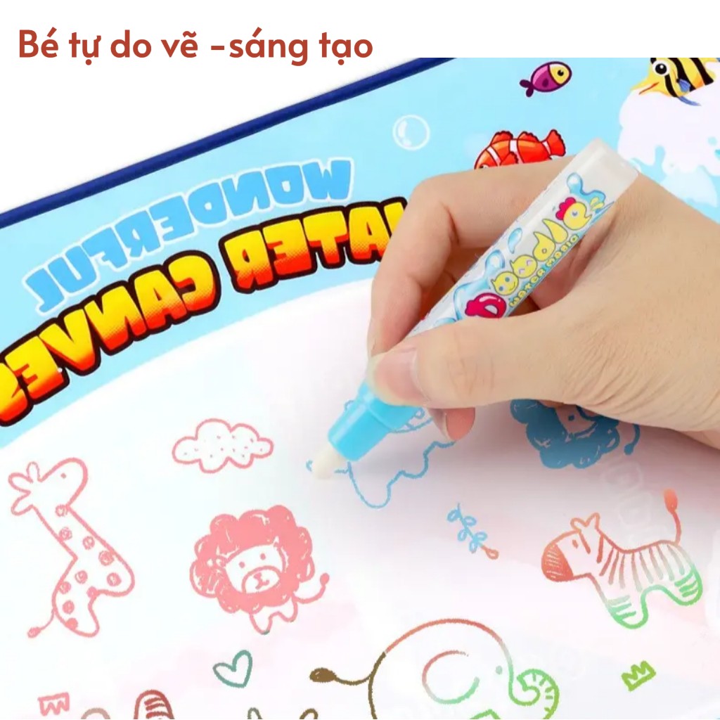 Thảm vẽ nước ma thuật cho bé , tranh vẽ tự xoá, đồ chơi Montessori sáng tạo, kích thước lớn an toàn
