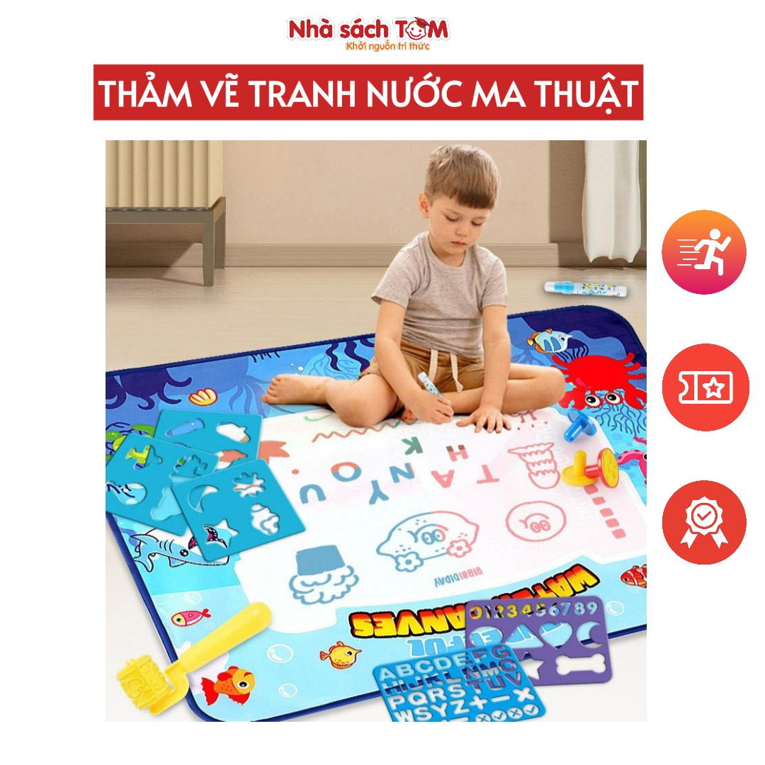 Thảm vẽ nước ma thuật cho bé , tranh vẽ tự xoá, đồ chơi Montessori sáng tạo, kích thước lớn an toàn