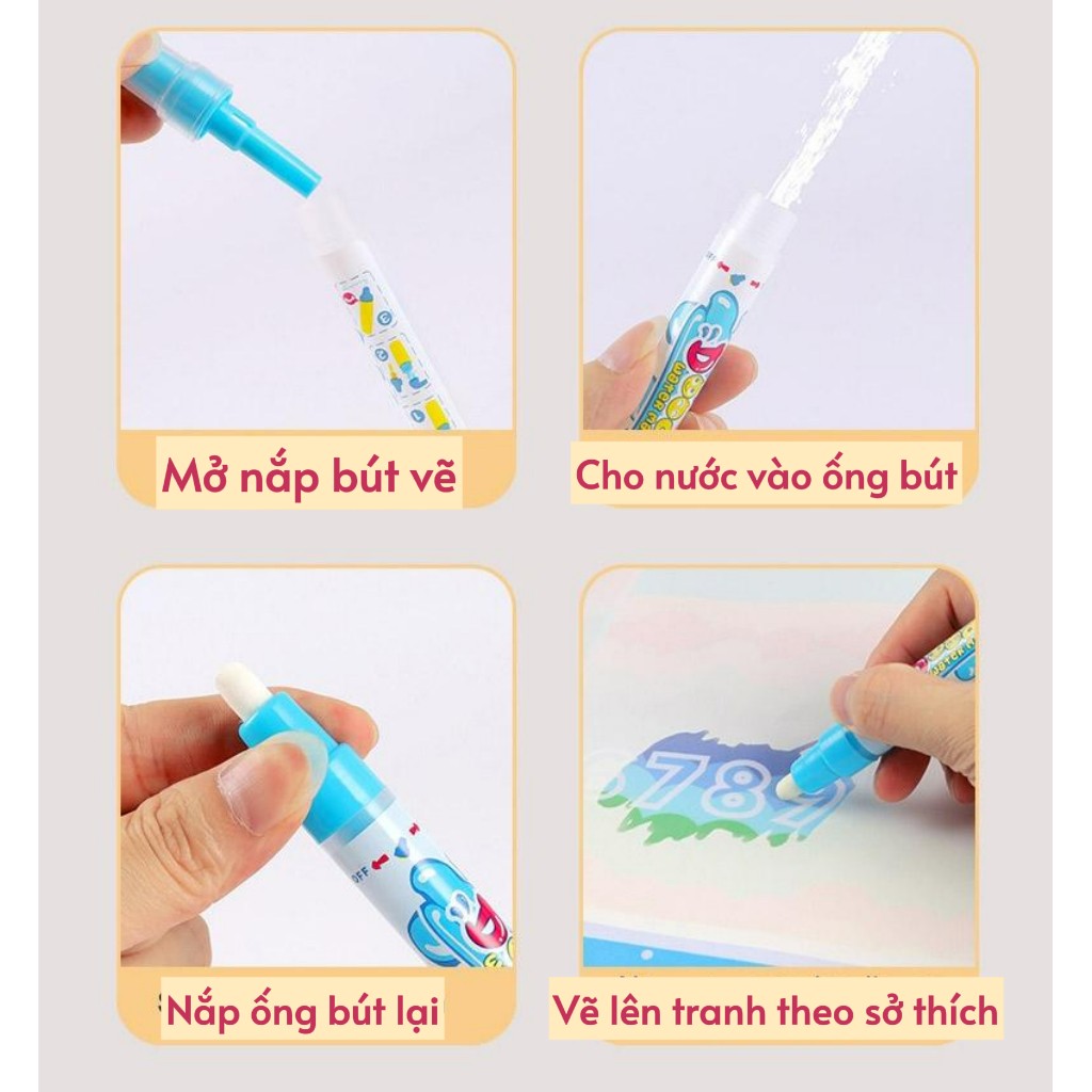 Thảm vẽ nước ma thuật cho bé , tranh vẽ tự xoá, đồ chơi Montessori sáng tạo, kích thước lớn an toàn