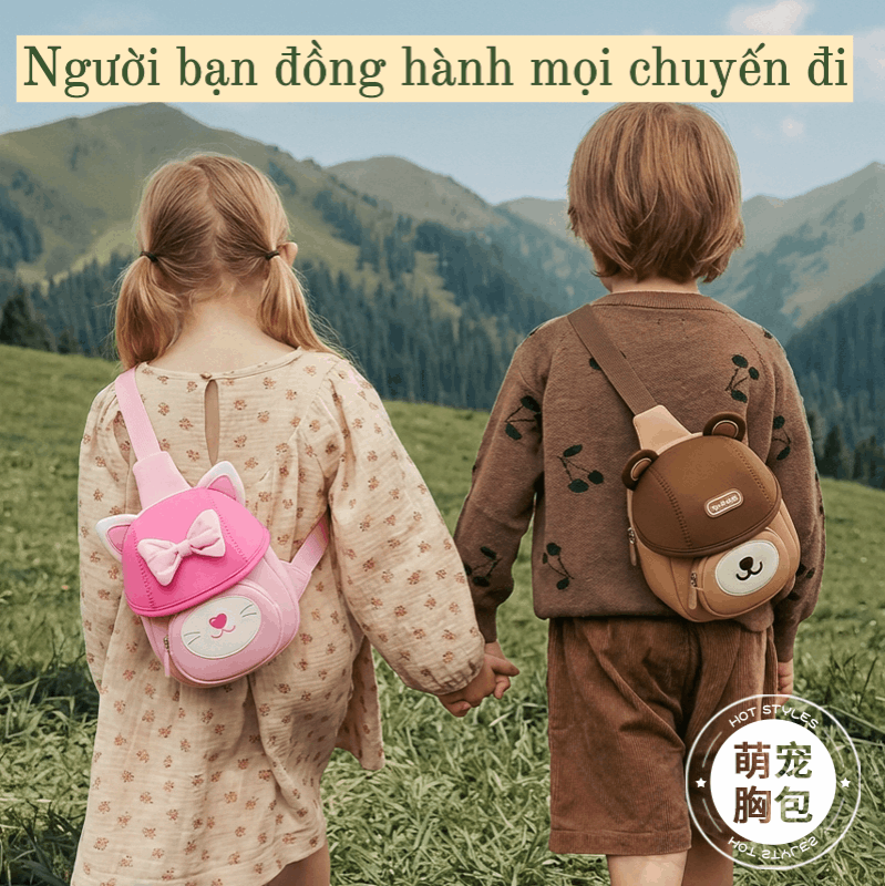 Túi đeo vai hình gấu cho bé Worm's home túi đeo chéo mini dễ thương, gọn nhẹ, tiện mang đi chơi R137