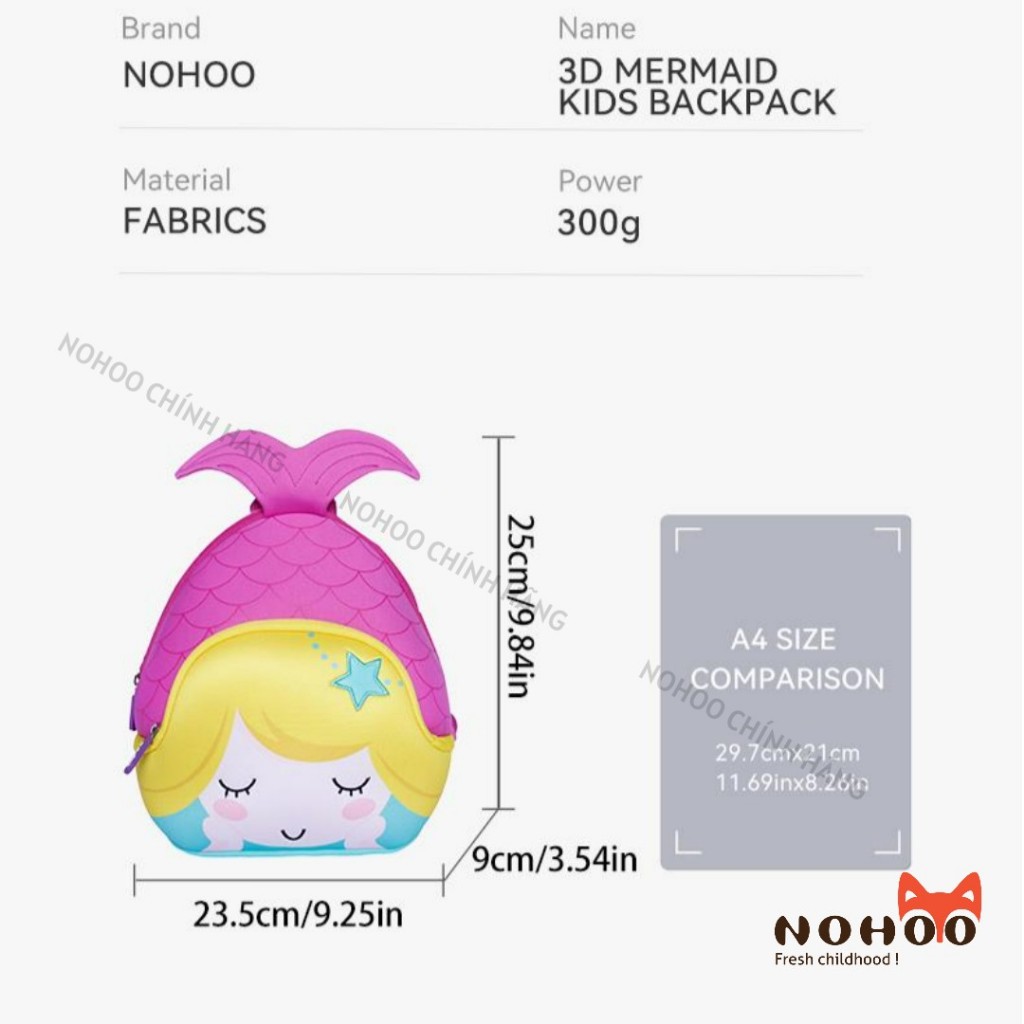 Balo mẫu giáo hình thú Nohoo chính hãng siêu nhẹ, balo mầm non dễ thương cho bé từ 2-6 tuổi NB046