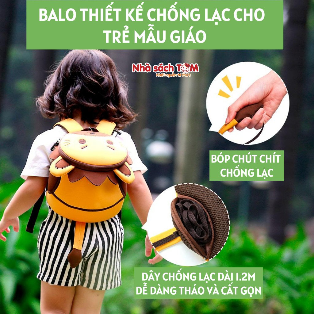 Balo mẫu giáo chống lạc Nohoo chính hãng siêu nhẹ hình thú dễ thương cho bé từ 2-6 tuổi NHB053S