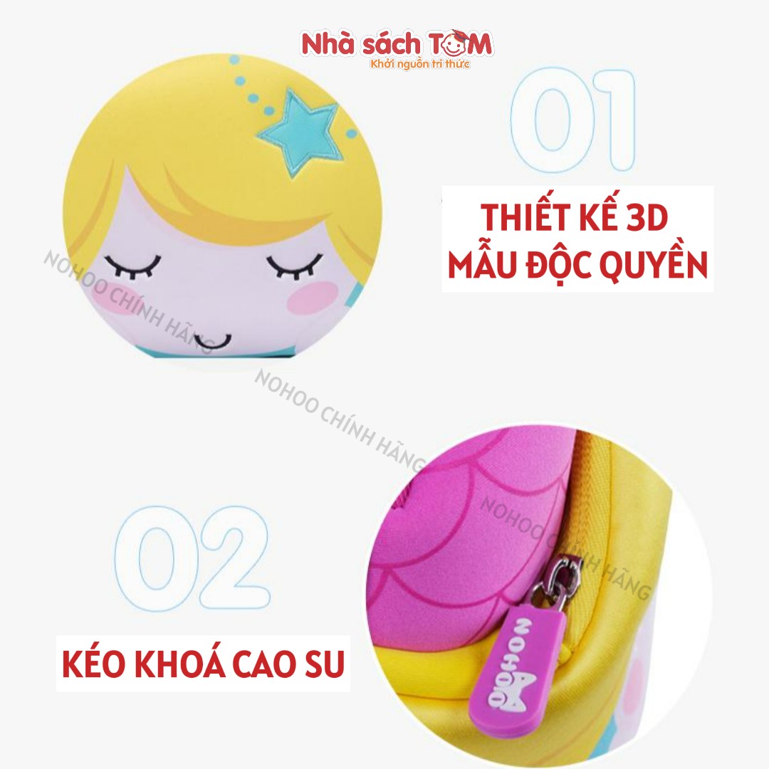 Balo mẫu giáo Nohoo chính hãng siêu nhẹ hình thú dễ thương cho bé từ 2-6 tuổi NHB046