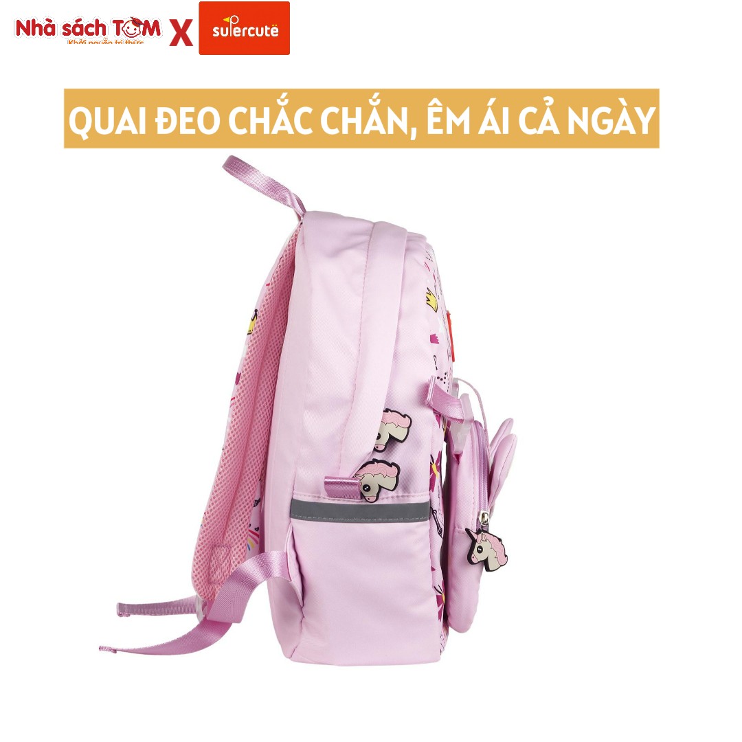 Balo mẫu giáo Supercute 2 trong 1 kết hợp túi đeo chéo ngộ nghĩnh cho bé, balo mầm non siêu nhẹ, chống nước, kiểu dáng đáng yêu  SF157