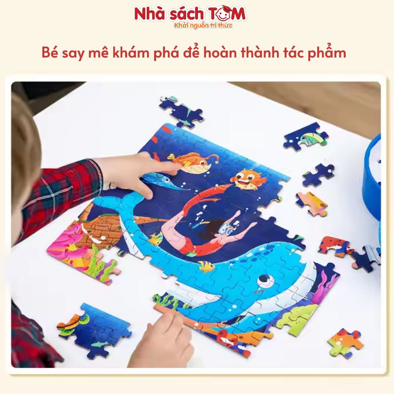 Bộ Đồ Chơi Tranh Ghép Hình Montessori 100 miếng, Buludy, đồ chơi giáo dục cho bé từ 3 tuổi
