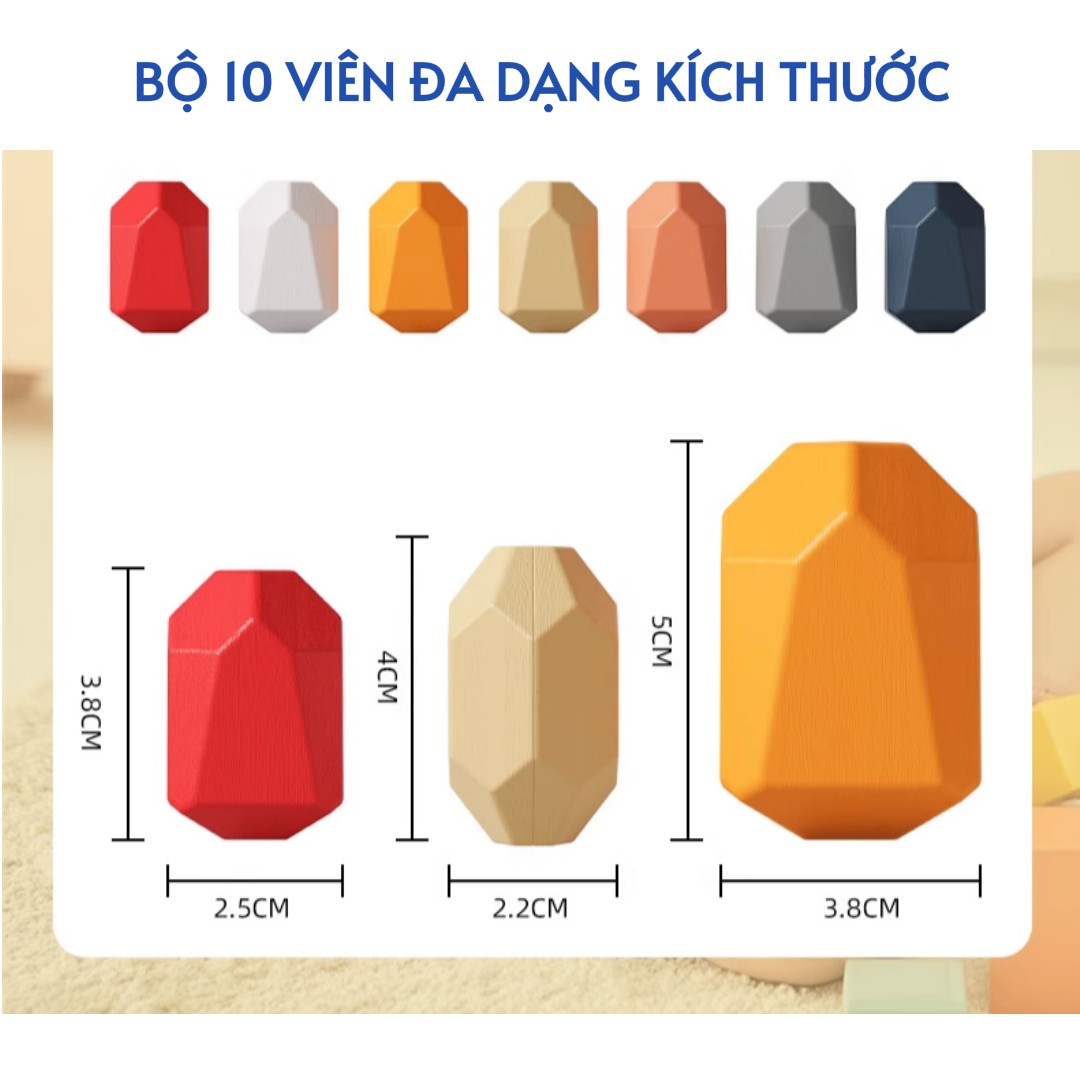 Đồ chơi Tumi-ishi đá xếp chồng cân bằng Montessori – Đồ chơi gỗ thông minh rèn luyện kỹ năng cho bé từ 3 tuổi