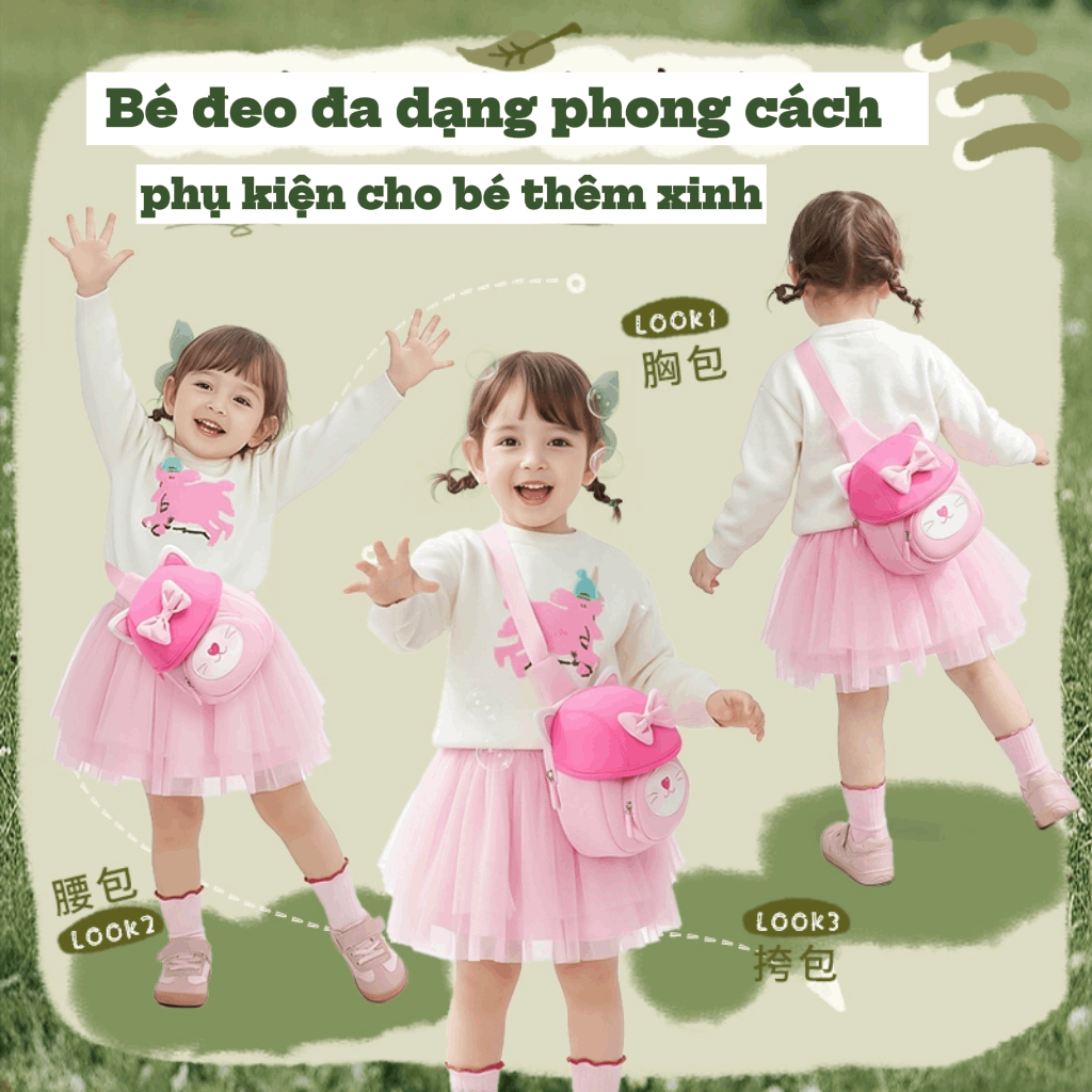 Túi đeo vai hình gấu cho bé Worm's home túi đeo chéo mini dễ thương, gọn nhẹ, tiện mang đi chơi R137