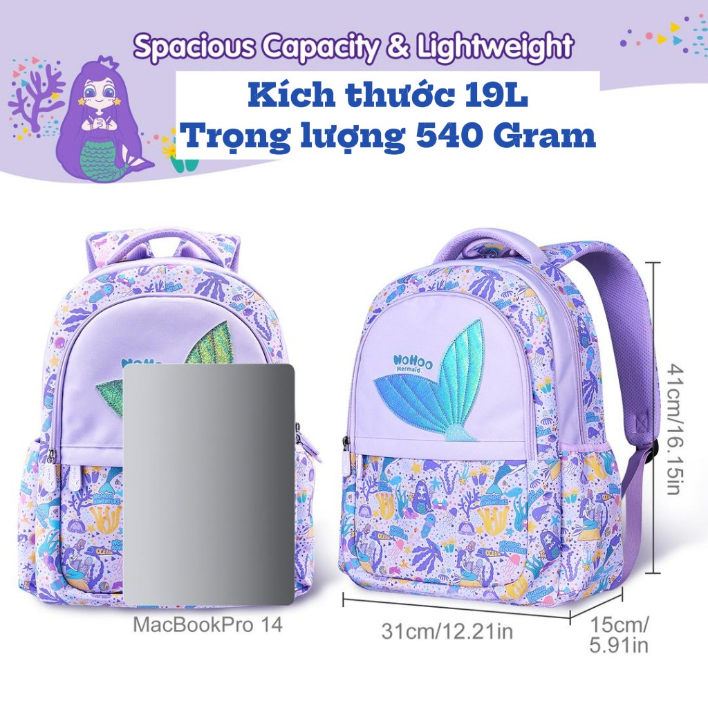 Balo học sinh cấp 2, balo cho bé từ 11-15 tuổi siêu nhẹ, chống thấm nhẹ, kiểu dáng đáng yêu NB004-2