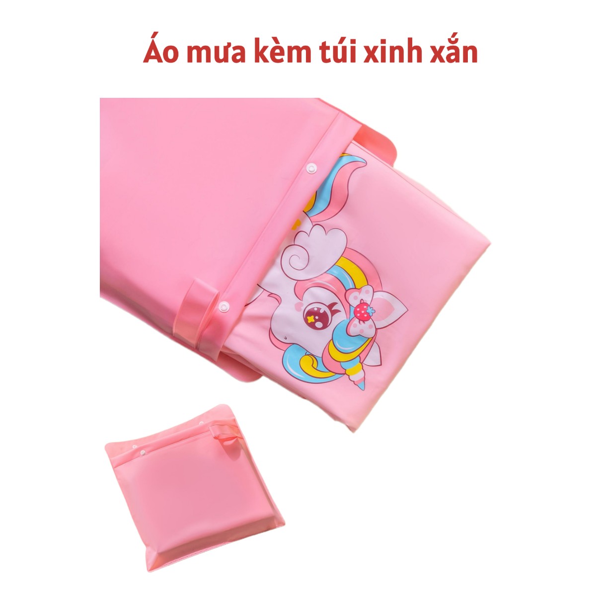 Áo mưa trẻ em chống nước cao cấp có khoá kéo, Nhà sách Tom, áo mưa cho bé thiết kế đeo balo được