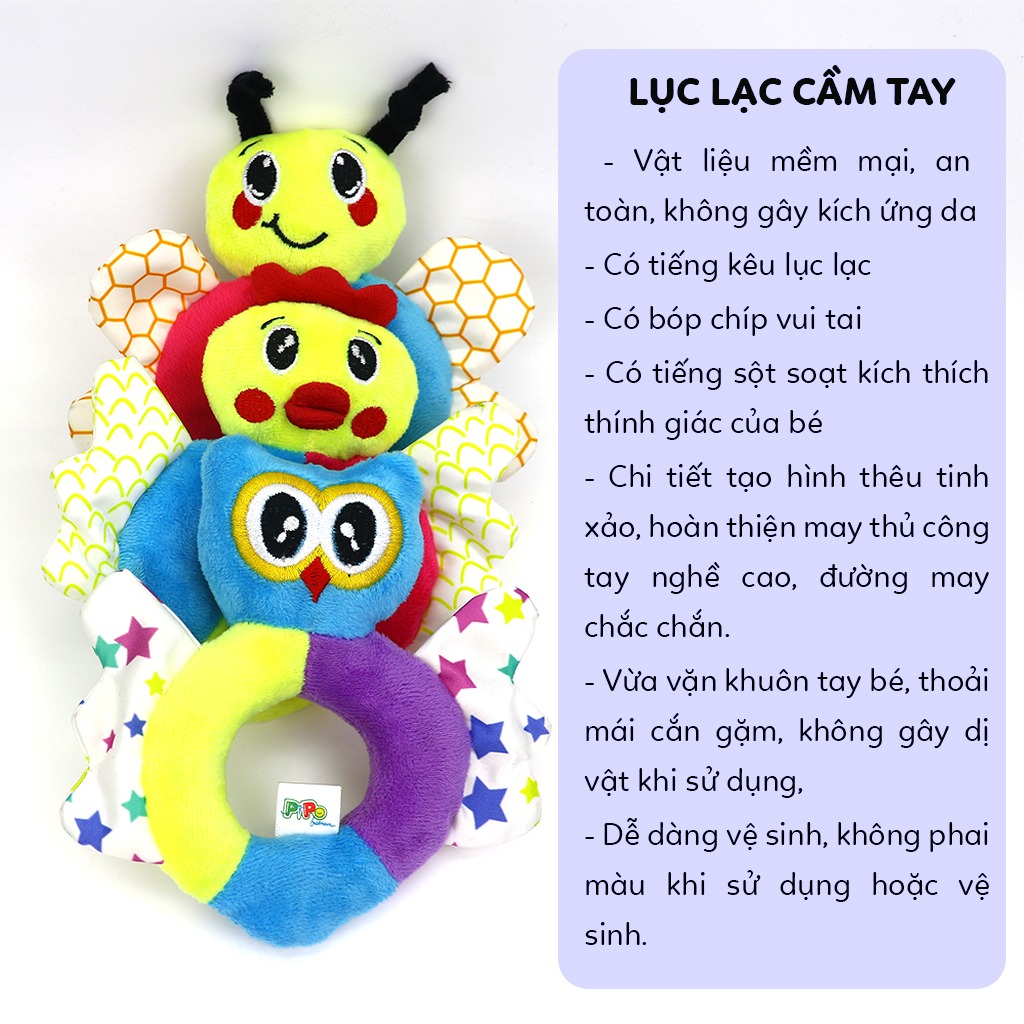 Lục lạc vải cầm tay con vật tròn - Pipo