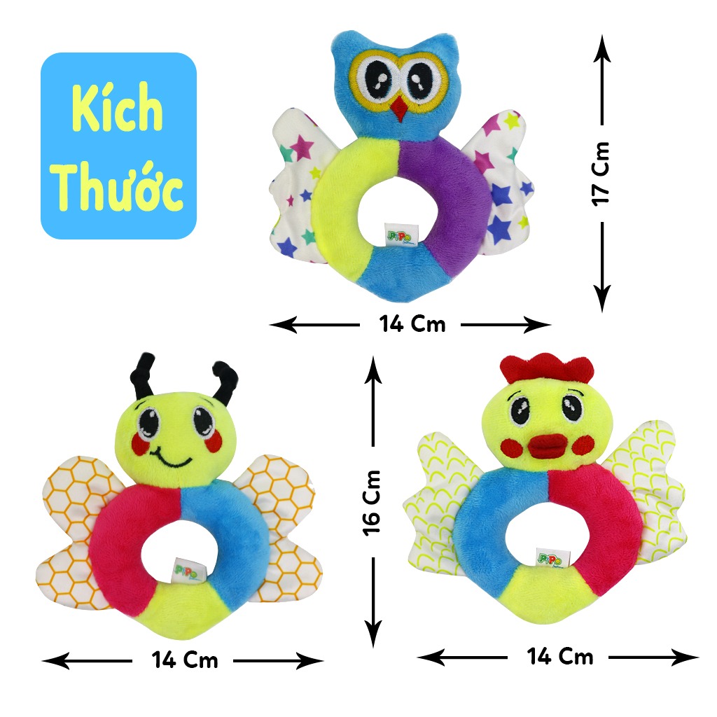 Lục lạc vải cầm tay con vật tròn - Pipo