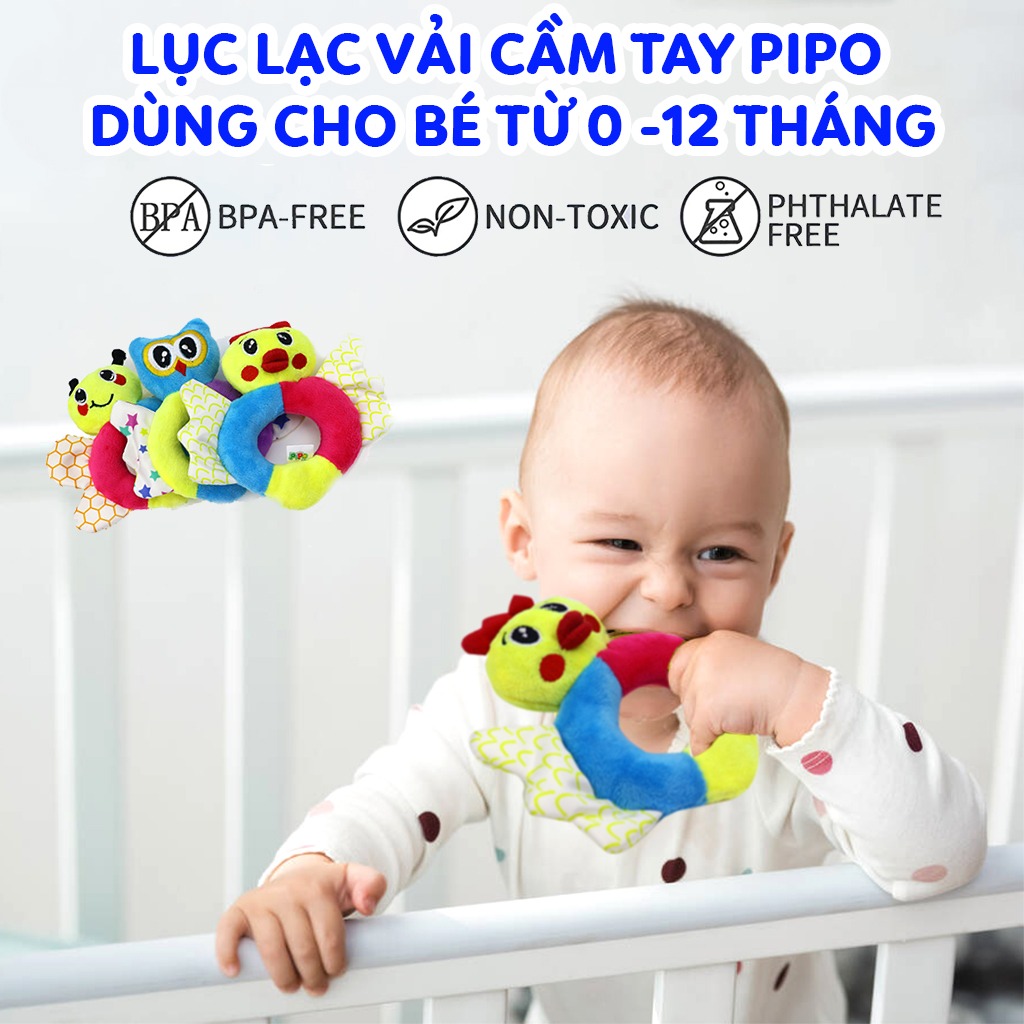 Lục lạc vải cầm tay con vật tròn - Pipo
