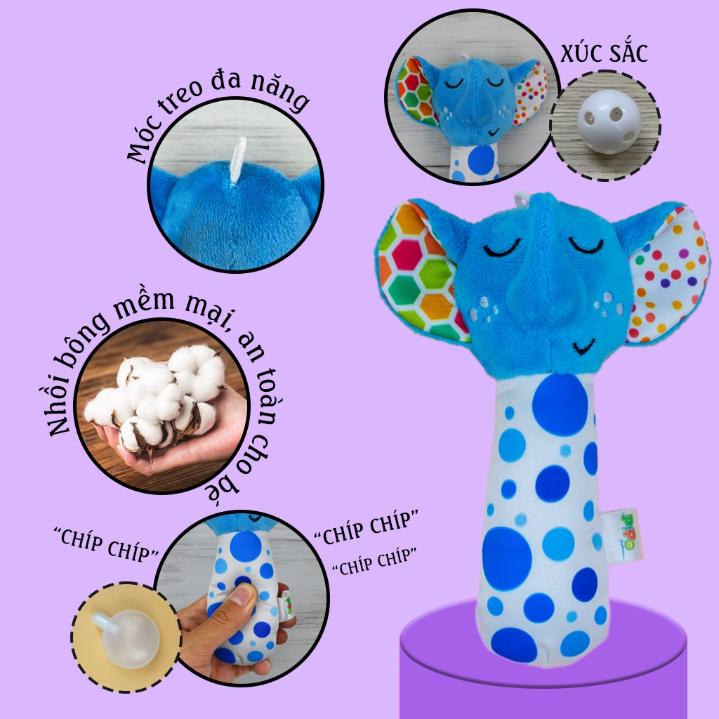 Lục lạc vải cầm tay hình con vật - Pipo