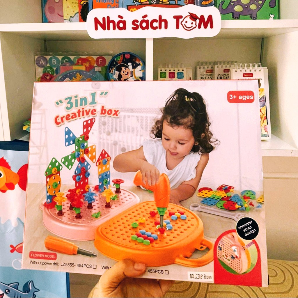 Đồ chơi DIY lắp ráp kỹ sư kèm khoan điện, bộ đồ chơi giáo dục STEM cho bé sáng tạo