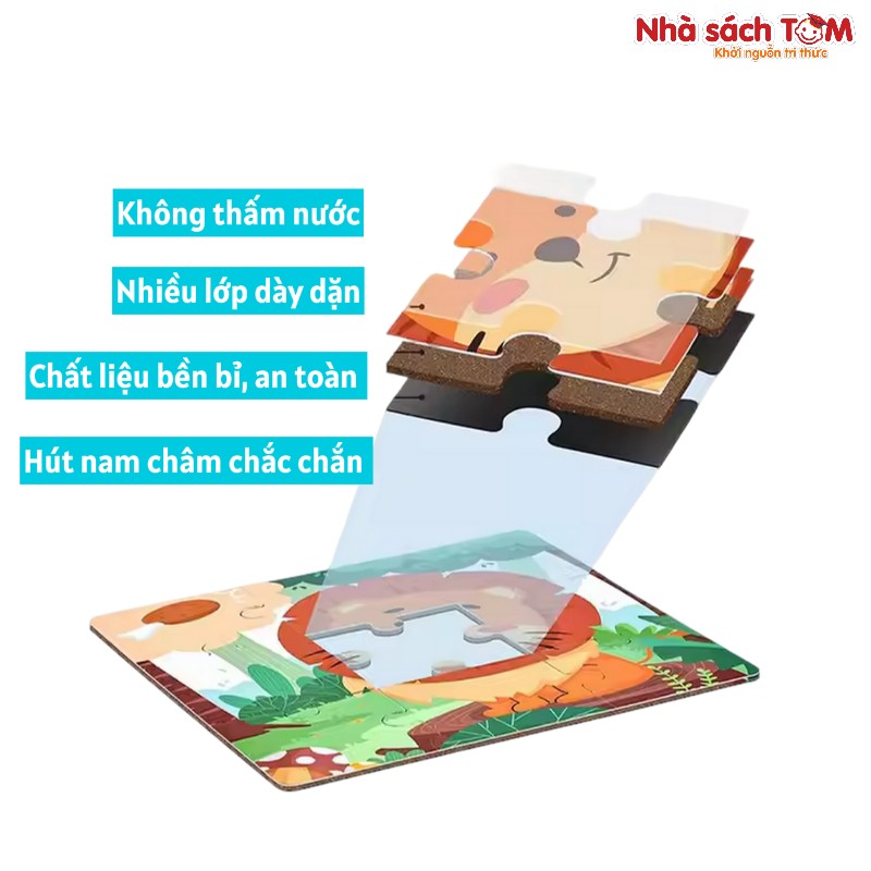 Bộ Đồ Chơi Tranh Ghép Hình Montessori Nam Châm 3 Trong 1 nhiều cấp độ, Buludy, cho bé từ 3 tuổi