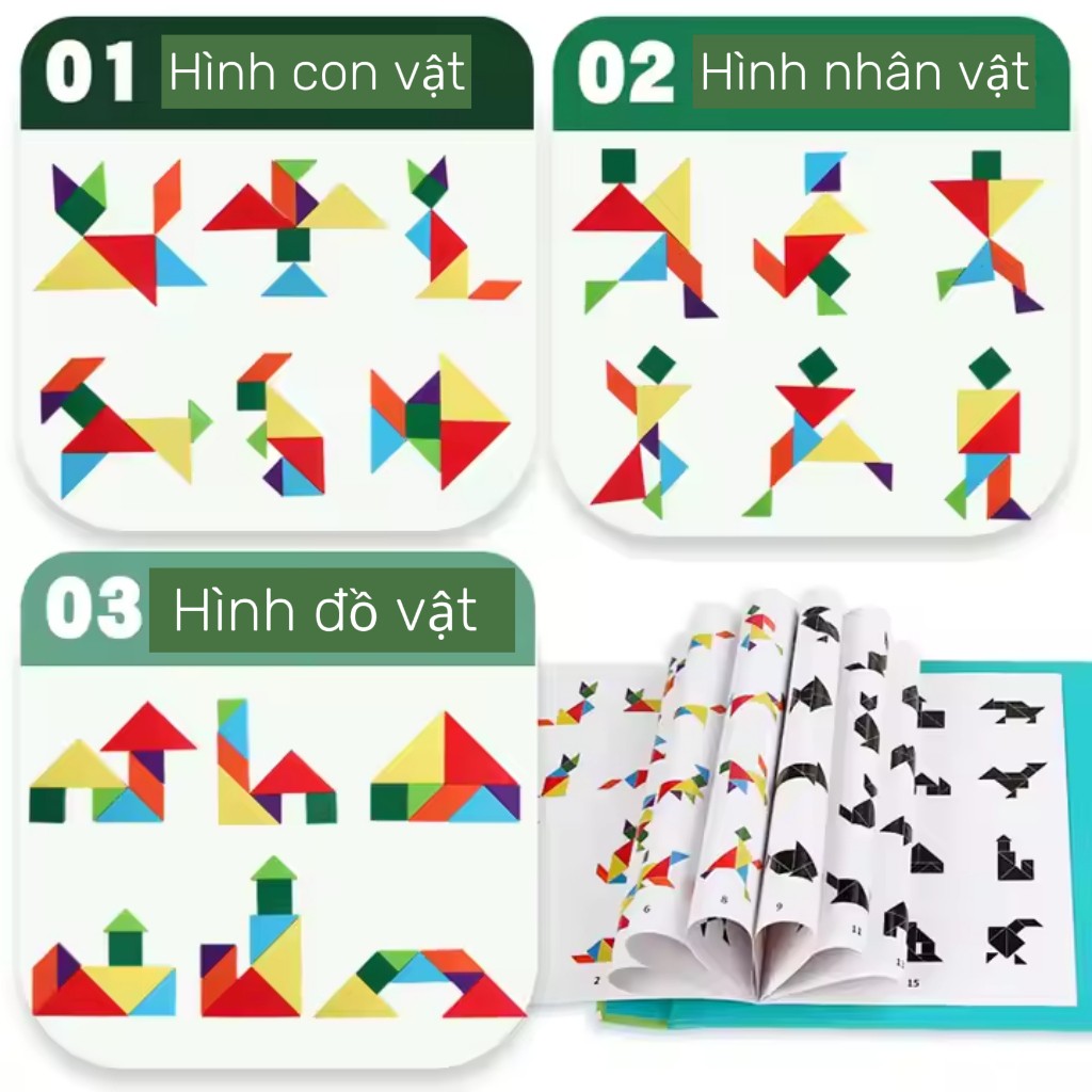 Bộ đồ chơi xếp hình thông minh cho bé Tangram nam châm, Buludy, lắp ghép tư duy sáng tạo
