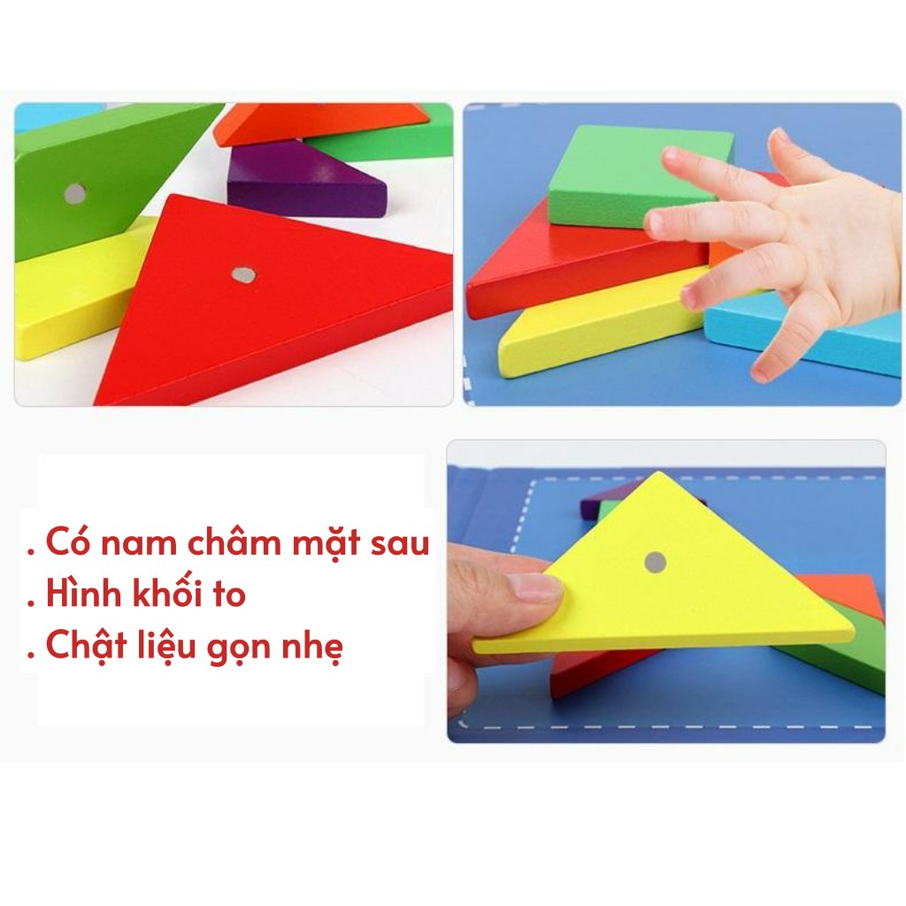 Bộ đồ chơi xếp hình thông minh cho bé Tangram nam châm, Buludy, lắp ghép tư duy sáng tạo
