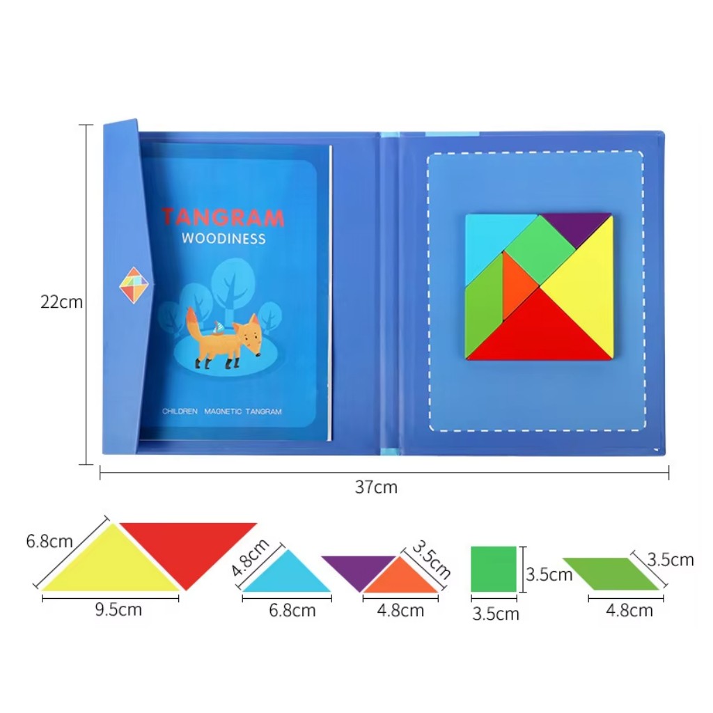 Bộ đồ chơi xếp hình thông minh cho bé Tangram nam châm, Buludy, lắp ghép tư duy sáng tạo