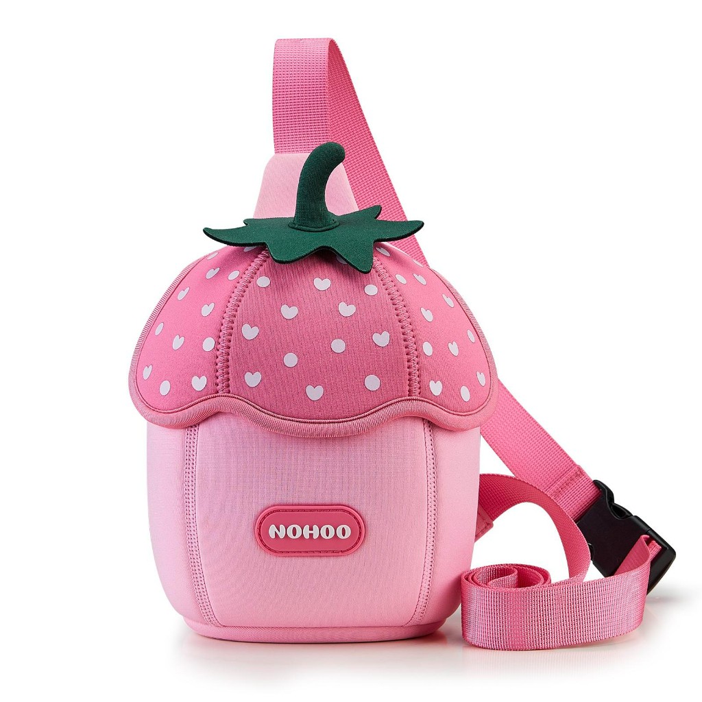 Túi đeo chéo, túi đeo vai trái dâu màu hồng Nohoo cho bé, túi mini dễ thương, nhẹ, phù hợp bé đi chơi hằng ngày