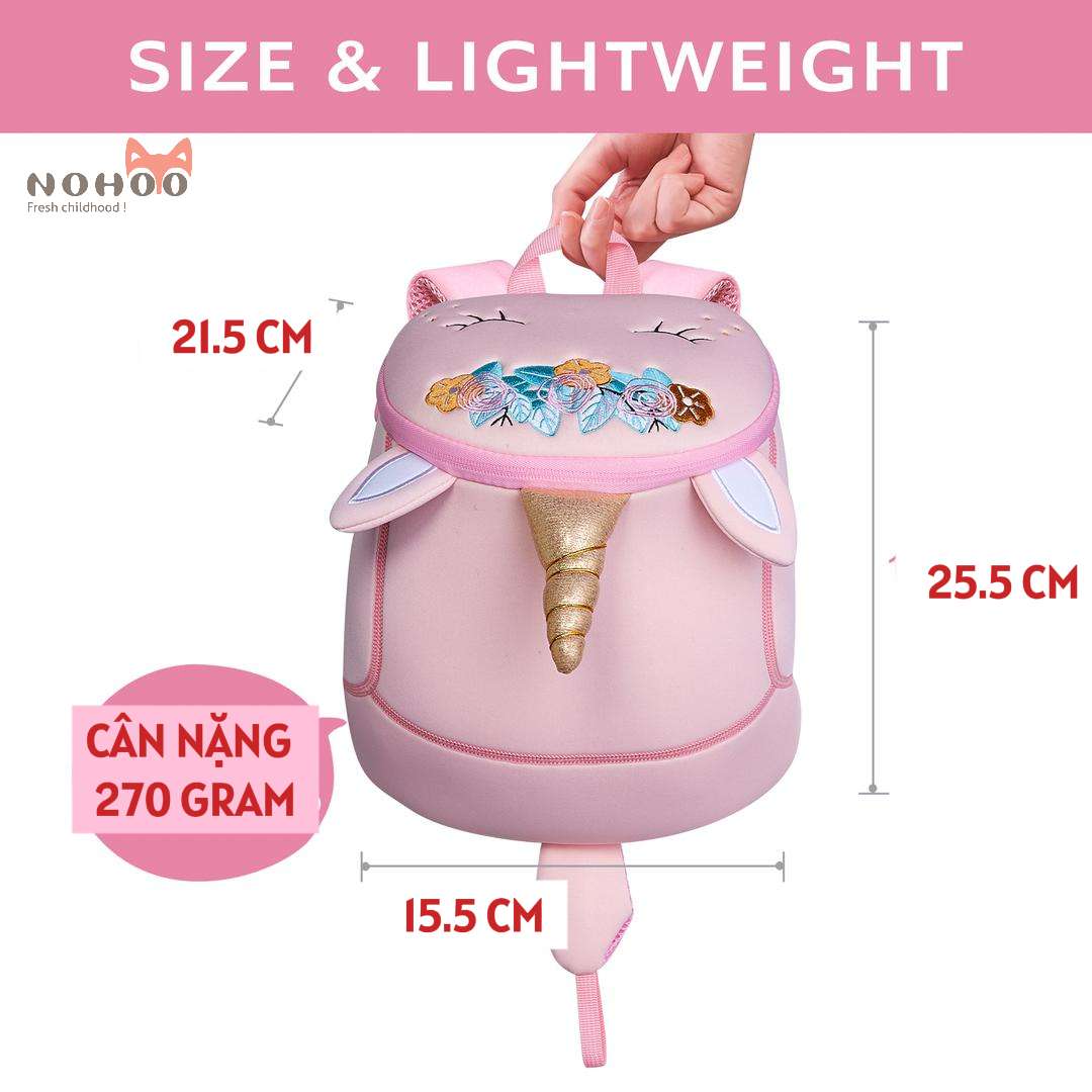 Balo mẫu giáo chống lạc Nohoo chính hãng siêu nhẹ hình thú dễ thương cho bé từ 2-6 tuổi NHB051S