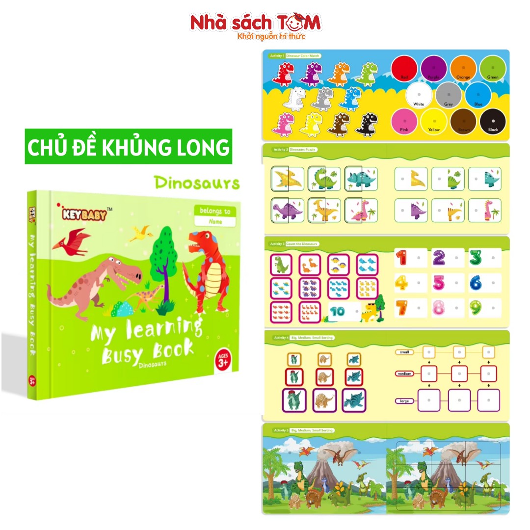 Busy book học liệu giáo dục Keybaby, đồ chơi thông minh Montessori, sách bóc dán cho bé từ 3 tuổi