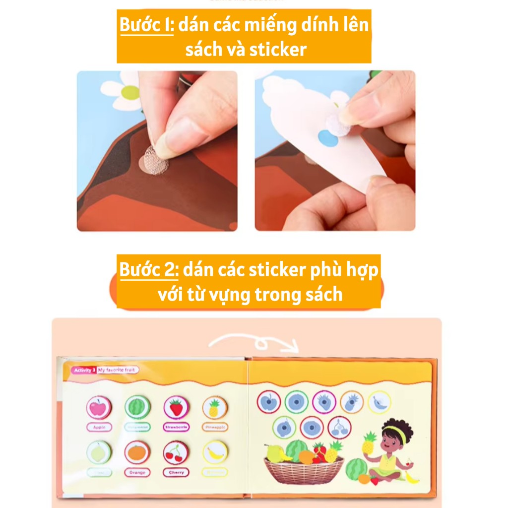 Busy book học liệu giáo dục Keybaby, đồ chơi thông minh Montessori, sách bóc dán cho bé từ 3 tuổi