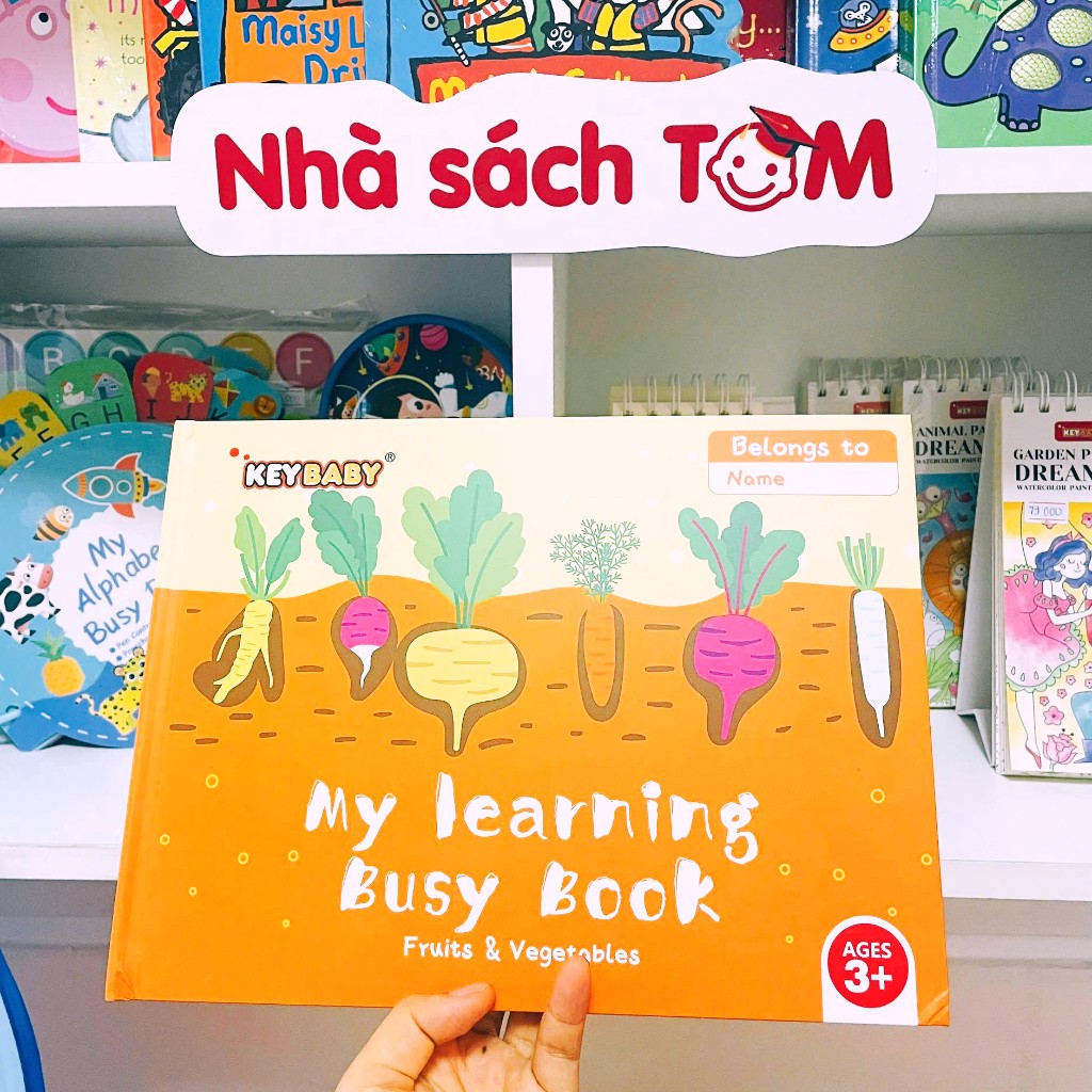 Busy book học liệu giáo dục Keybaby, đồ chơi thông minh Montessori, sách bóc dán cho bé từ 3 tuổi