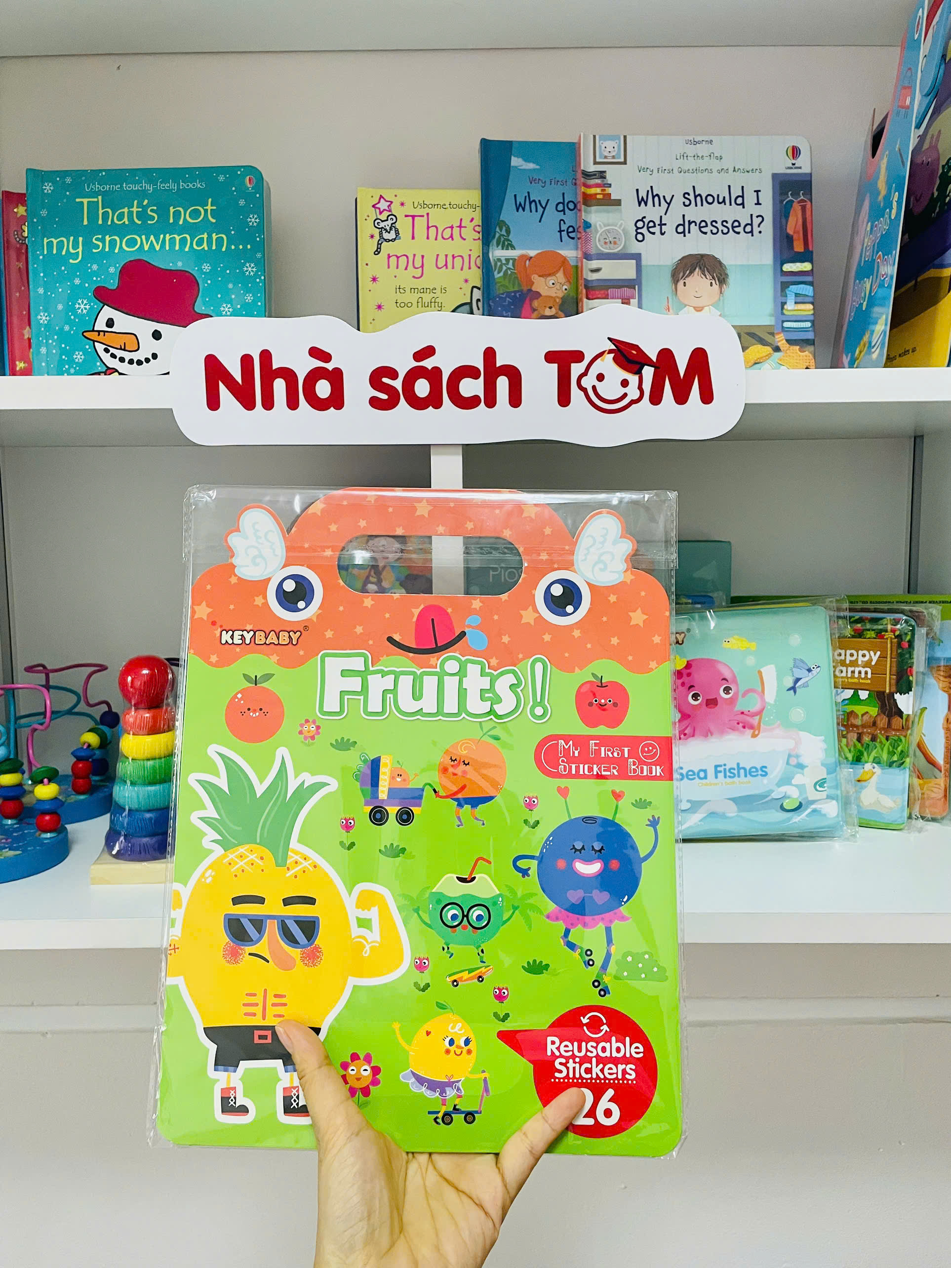 Sách dán sticker thạch Keybaby, đồ chơi bóc dán không rách dùng được nhiều lần