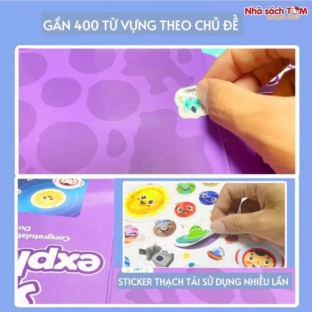 Sách dán sticker thạch Keybaby, đồ chơi bóc dán không rách dùng được nhiều lần
