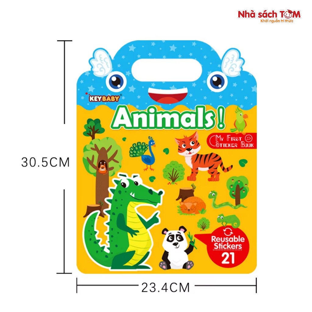 Sách dán sticker thạch Keybaby, đồ chơi bóc dán không rách dùng được nhiều lần