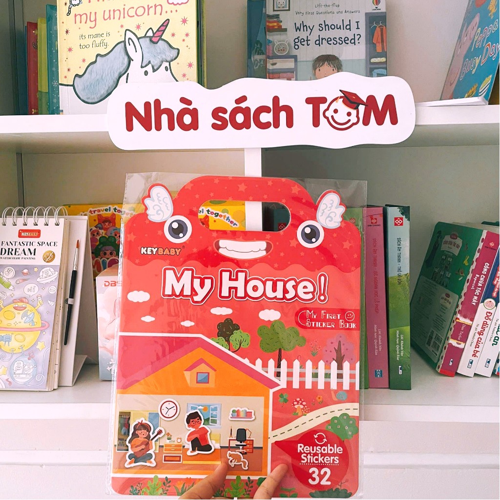 Sách dán sticker thạch Keybaby, đồ chơi bóc dán không rách dùng được nhiều lần